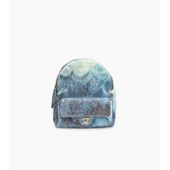 CHANEL Blue Sequin Backpack A-A8700 - Picture 1 of 10